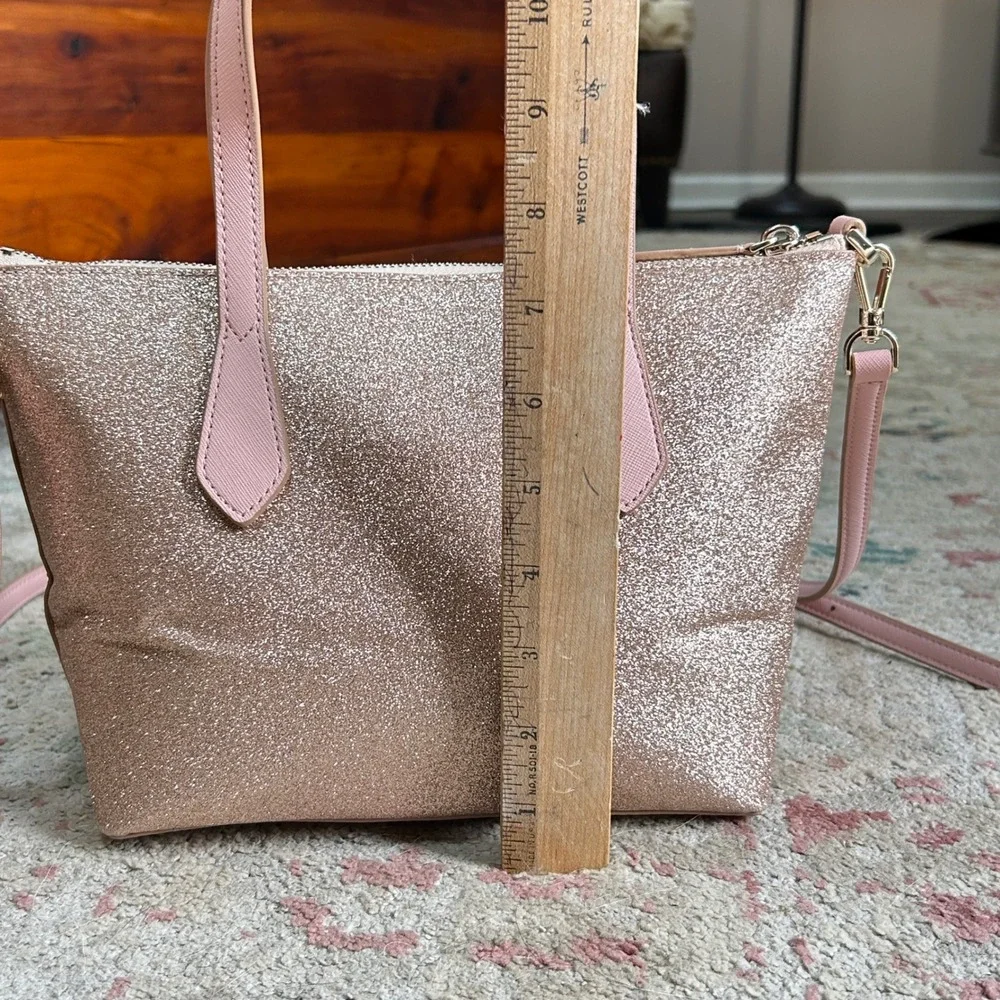 Kate Spade Crossbody Bag Womens Small Rose Gold Glitter Satchel Handbag